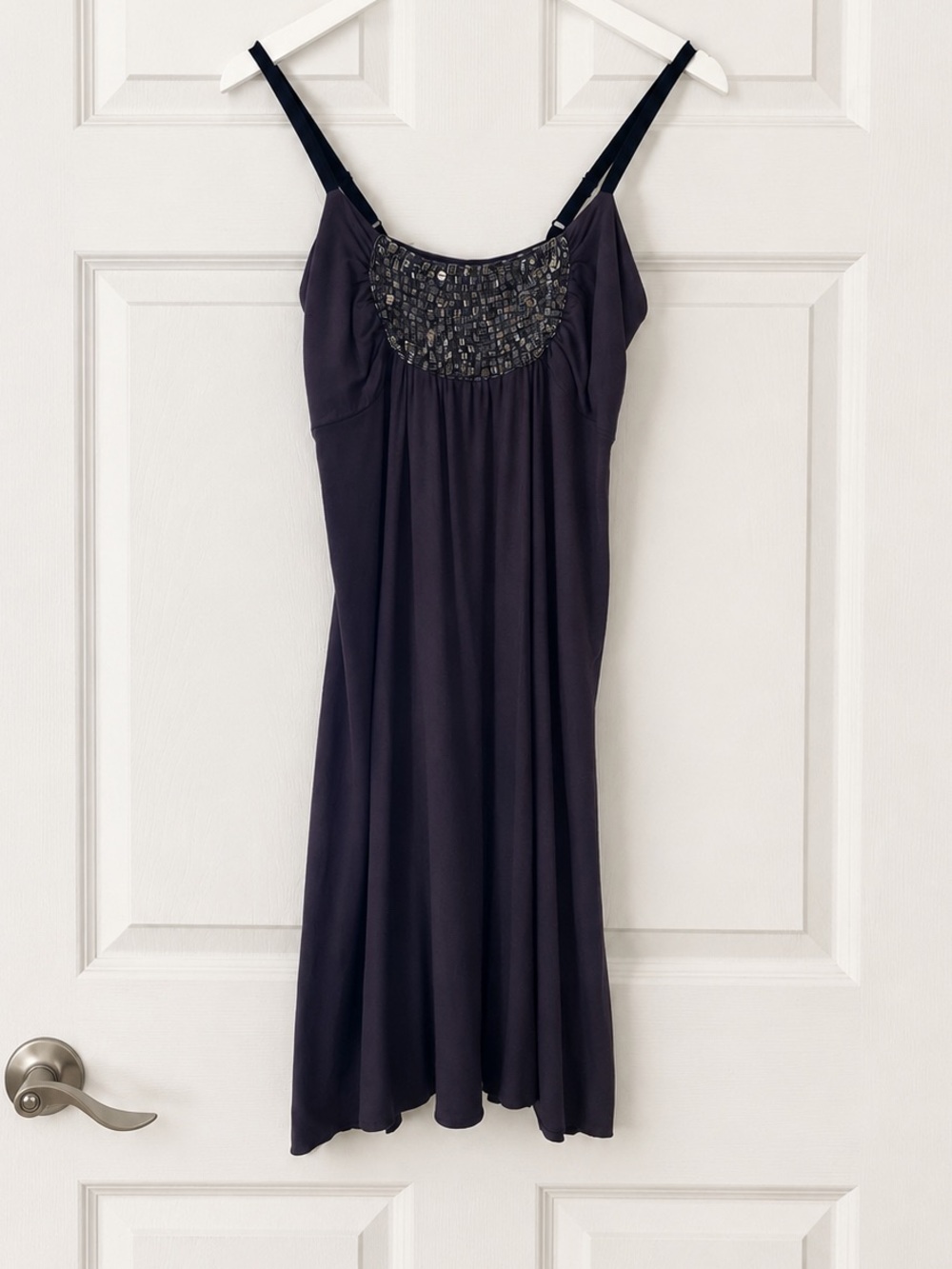 Vintage Y2K Zen-Knits Embellished Charcoal Beaded Dress Large